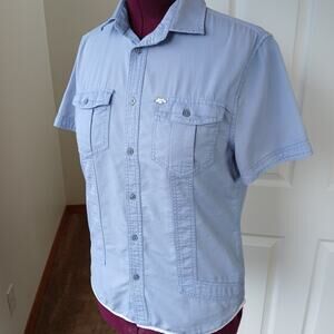 AX Armani Exchange Short Sleeve Button-up Shirt Mens M blue woven pockets work